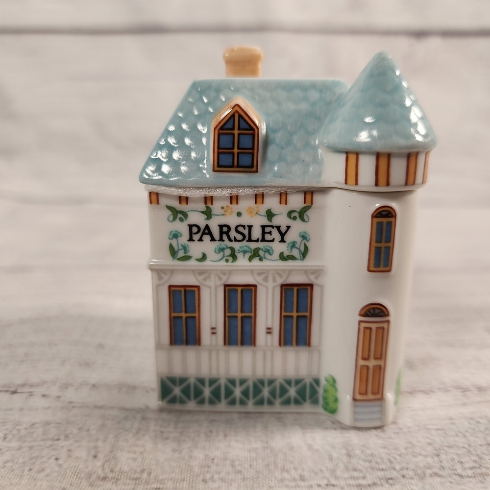 Lenox Spice Village 1989 Parsley Fine Porcelain House Cottage Spice Jar Vintage